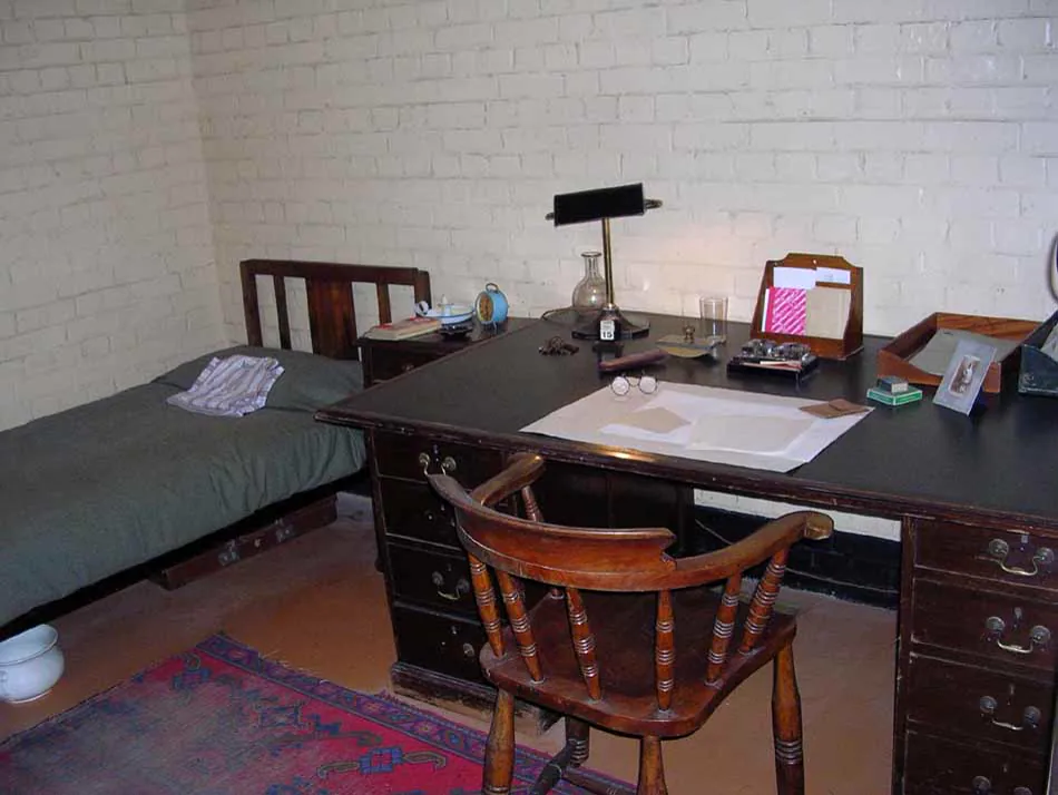A shot from the Cabinet War Rooms, London . Desk of the Minister for Information.