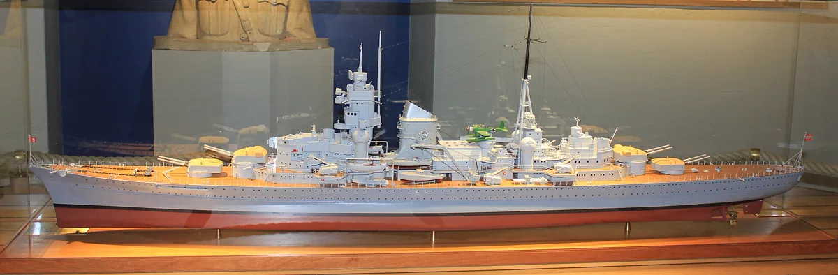 Model of Blücher at the museum of Oscarsborg Fortress in the Oslo Fjord.