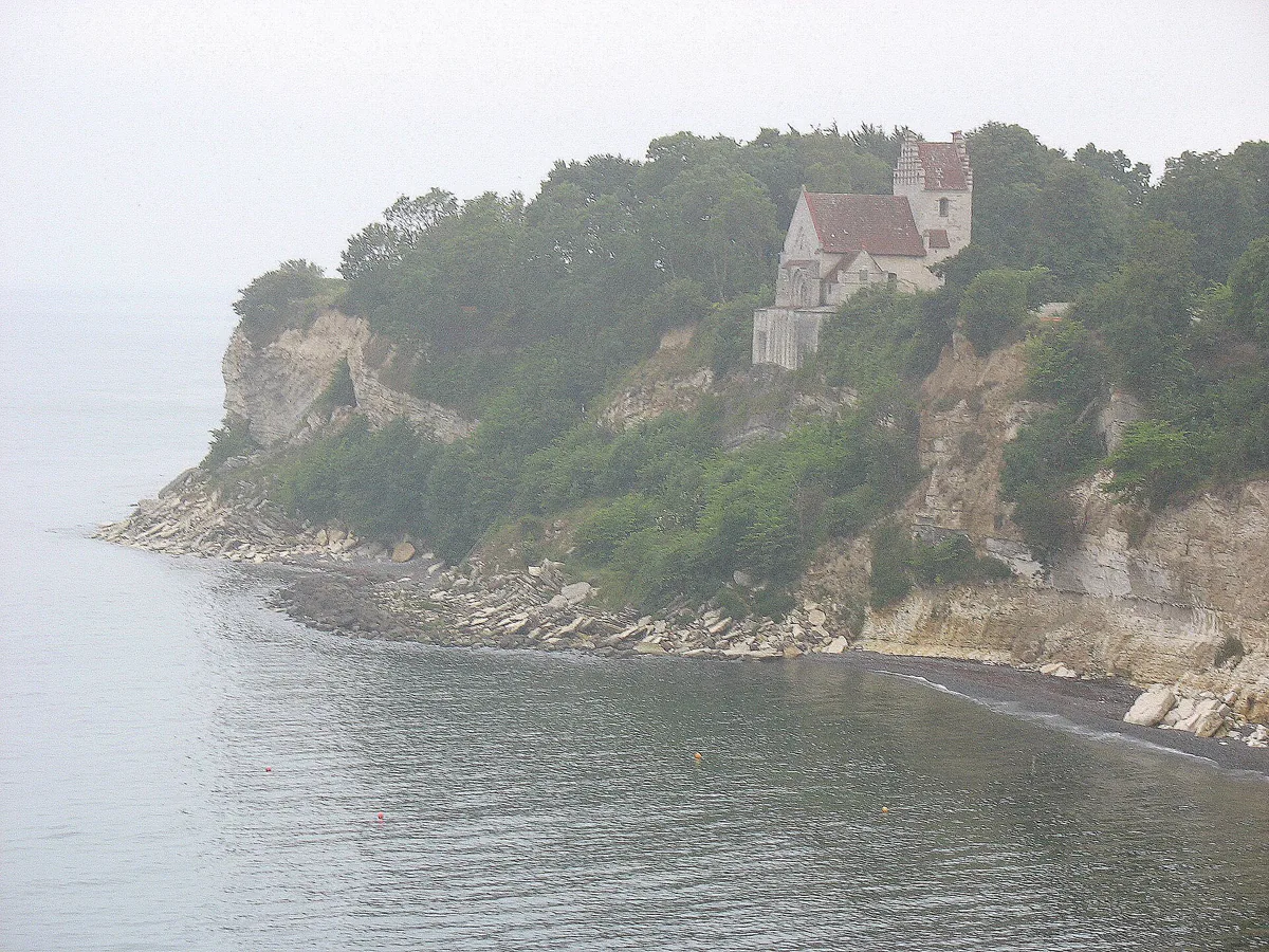 The church "Højerup Gamle Kirke" at the cliff "Stevns Klint", located in South Zealand, east Denmark.